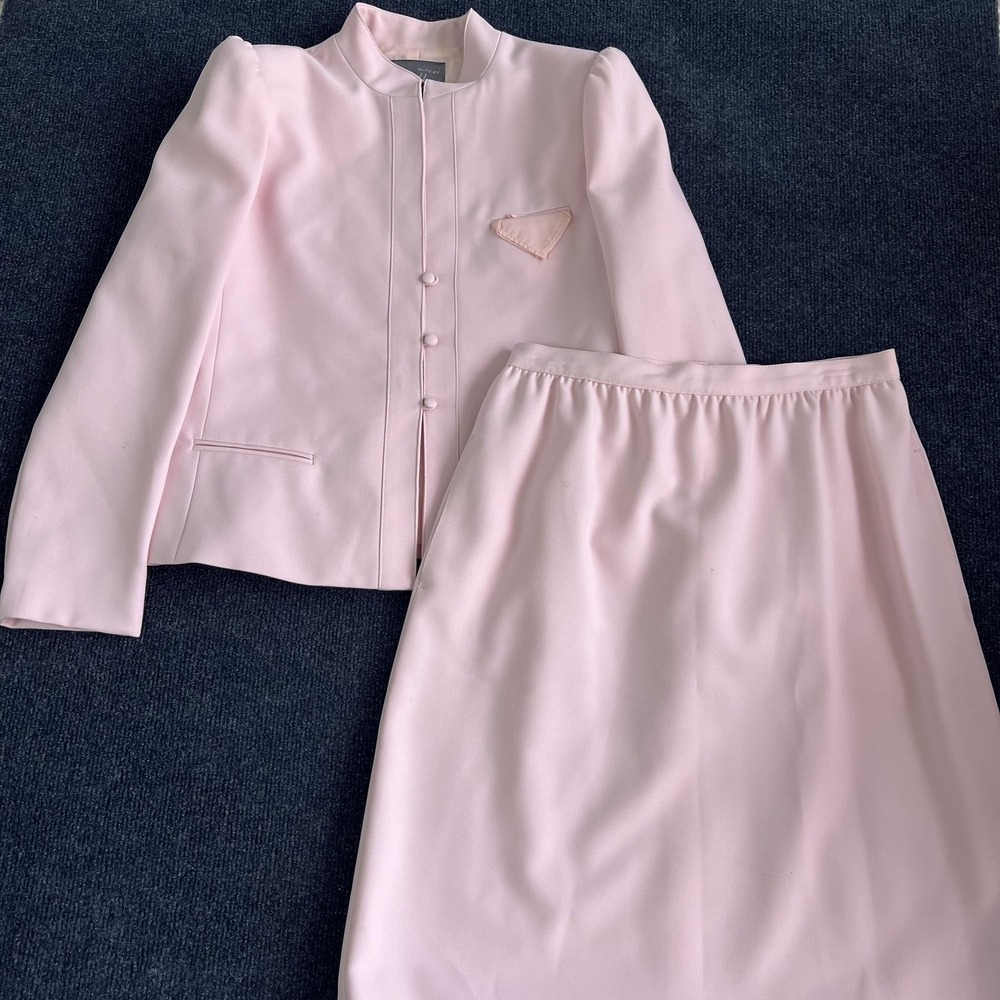 Vintage Suits By Dallas Skirt Suit Womens 10/11 Pink Blazer Skirt Petite Formal